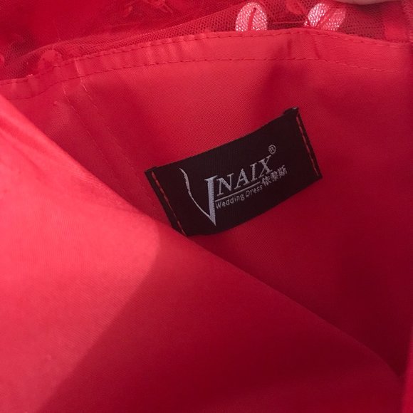 Beautiful Red Beaded Bodice Tulle Gown! - Picture 3 of 4